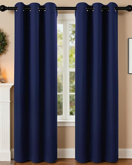 Room Darkening Curtains 84 Inch Length for Bedroom Living Room, Insulated Thermal Grommet Curtain Drapes, Blackout(60-90%,Not 100%) Window Treatment Decor, 2 Panels, 35x84, Navy Blue