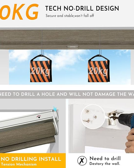 Persilux Smart Motorized Blinds with Remote, No Drill Automatic Roller Shades for Indoor Windows, Light Filtering Linen Fabric, Electric Blinds for Windows, Weave Caribou C162-5, Custom Size