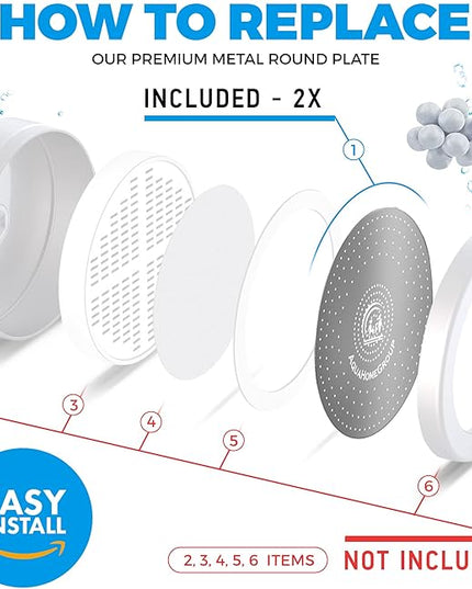 AquaHomeGroup Filtered Shower Head Replacement Spray Plates (Metal, Stainless Steel, 2-Pack)