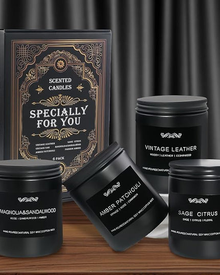 6 Pack Candles for Home Scented Aromatherapy Candles Gifts Set for Mens, Men Candle Set, 42 oz 300 Hour Long Lasting Candles Gifts for Men Birthday, Christmas