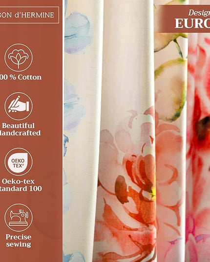 Maison d' Hermine Curtains for Living Room 100% Cotton 108 inch Length One Panel Light Filtering Curtains for Bedroom Windows with Rod and Loop Pockets Drapes (Floral Beige, 50" W x 108" L)