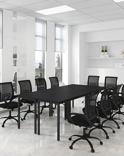 Bonzy Home 8FT Conference Table with Chairs Set, 94.4"x47.2"x29.5" Tables & 10Pcs Office Chairs, Meeting Room Study Printer Podcast Seminar Table Set for 10 People, Black