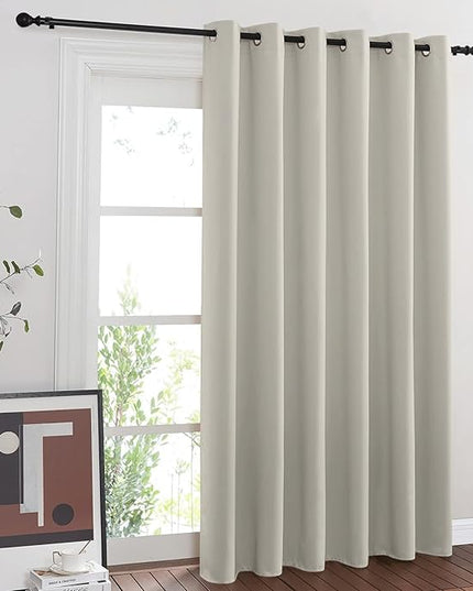 NICETOWN Room Divider Curtain for Bedroom, Grommet Patio Door Curtain Sound Dampening Thermal Insulated Wide Window Drape for Sliding Door (Natural, W80 x L84, 1 Panel)