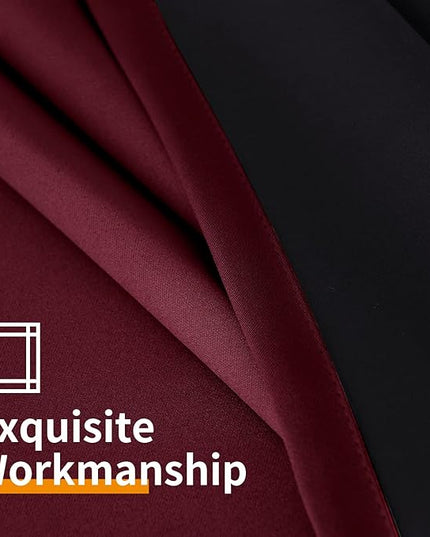 YoungsTex Burgundy 100% Blackout Curtains for Bedroom, Thermal Insulated Drapes with Grommet Full Room Darkening with Black Backing for Living Room, 2 Panels, 42 x 63 Inch