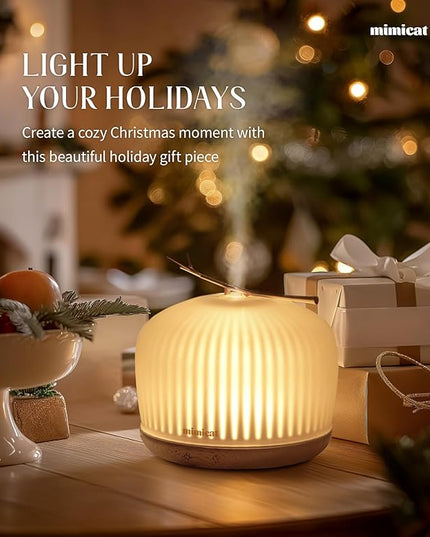 mimicat Quiet Aromatherapy Diffuser Glass: 230ML Ultrasonic Cool Mist Scent for Home with Night Light - Aesthetic for Women Girls