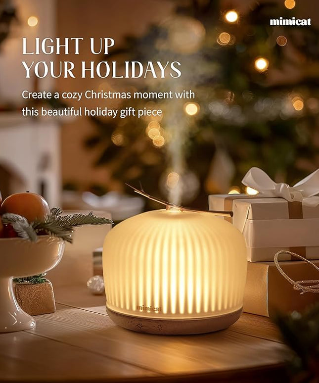 mimicat Quiet Aromatherapy Diffuser Glass: 230ML Ultrasonic Cool Mist Scent for Home with Night Light - Aesthetic for Women Girls
