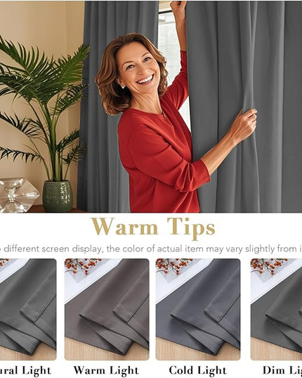 H.VERSAILTEX Blackout Curtains Thermal Insulated Window Treatment Panels Room Darkening Blackout Drapes for Living Room Back Tab/Rod Pocket Bedroom Draperies, 52 x 84 Inch, Bluish Gray, 2 Panels