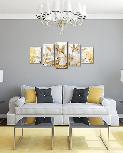 LUDUHU Modern Flower Theme Wall Art - Abstract Orchid Canvas Wall Decor Flower Abstract Painting Still Life Canvas Wall Art for Home Decor (H,Oversize 40x20inch)