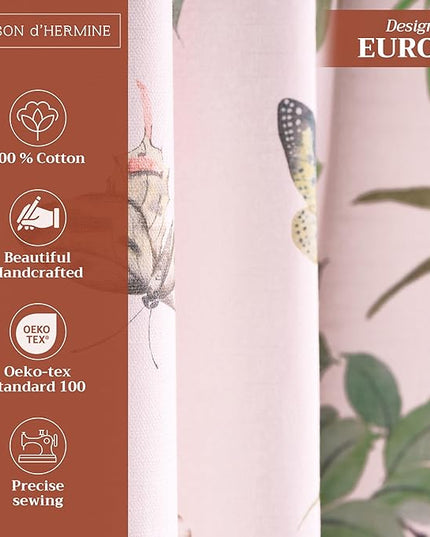Maison d' Hermine Curtains for Living Room 100% Cotton 84 inch Length Two Panels Light Filtering Curtains for Bedroom Windows with Rod and Loop Pockets Drapes (Canne Pale Pink, 50" W x 84" L)