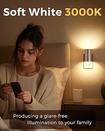 L LOHAS LED Night Light, 2 Pack Night Lights Plug into Wall, Automatic Dusk to Down Nightlight, 3000K Soft White 0-100LM Dimmable Modern Nightlight for Kids Bedroom Hallway
