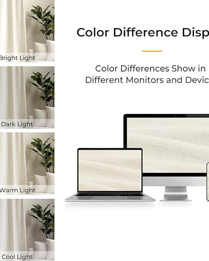 INOVADAY 100% Blackout Curtains for Bedroom, Black Out Curtains 96 Inch Long, Clip Rings Linen Blackout Drapes, Thermal Insulated Room Darkening for Living Room, 2 Panels - Lightcream,W50xL96
