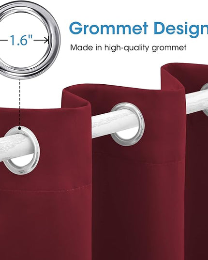 HOMEIDEAS Burgundy Red Blackout Curtains for Bedroom 52x 84 Inch Length 2 Panels Set Room Darkening Bedroom Curtains, Soundproof Thermal Grommet Window Curtains for Living Room