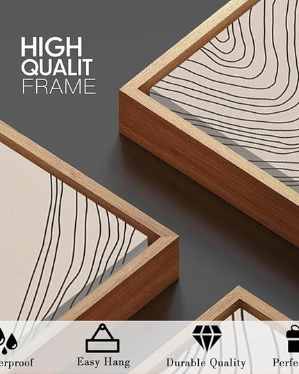 Large Modern Minimalist Wall Art Framed Neutral Abstract Wall Decor 24x36 Inch Set of 3 for Living Room Bedroom Dining Room