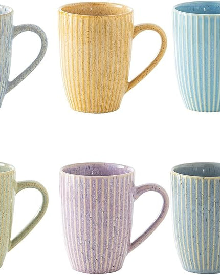 Yundu 16 oz Coffee Mugs Set of 6, Large Coffee Cups, Ceramics Mug with Handle, Cups foe Latte, Tea, Cappucino - Assorted Colors