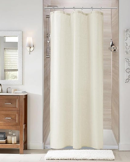 Naturoom Ivory Linen Shower Curtain, Cloth Textured Fabric Shower Curtain Set with Hooks, Simple Elegant Modern Farmhouse Country Ultra Thick Bath Curtains for Bathroom,Water Repellent,36x72