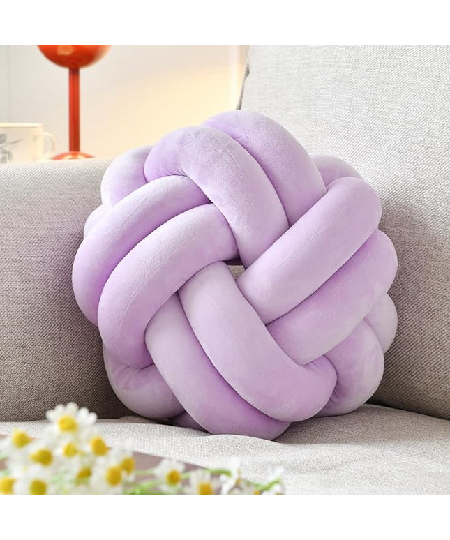 Knot Ball Pillow, Round Decorative Throw Pillows Cushion, 8 Inch Lilac Soft Plush Knotted Pillows Pillow, Modern Home Throw Knot Decorative Cushion