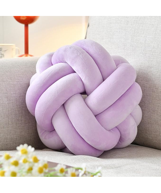 Knot Ball Pillow, Round Decorative Throw Pillows Cushion, 11 Inch Lilac Soft Plush Knotted Pillows Pillow, Modern Home Throw Knot Decorative Cushion