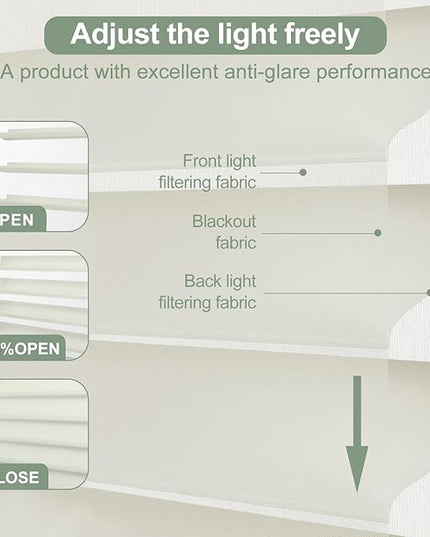 Zshine Automatic Shangri La Light Filtering Serenity Sheer Roller Shades Free Dimming Rechargeable Motorized Compatible with Homekit Siri Alexa (84029F Light Khaki)