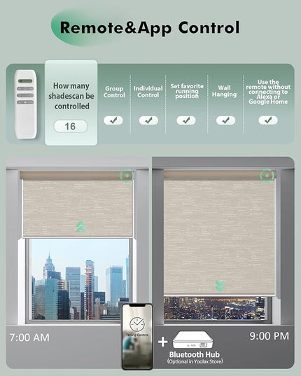 Yoolax Motorized Blinds with Remote, Blackout Remote Shades for Windows, Automatic Roller Shades Cordless Electric Blinds for Bedroom Living Room Office, Custom Size (Jacquard Coffee)
