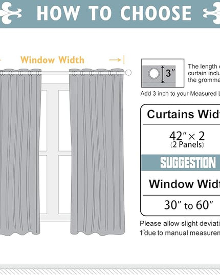 ChrisDowa 100% Blackout Curtains for Bedroom with Black Liner, 2 Thick Layers Total Blackout Thermal Insulated Grommet Small Window Curtains 2 Panels Set (Beige, 42 x 54 Inch)