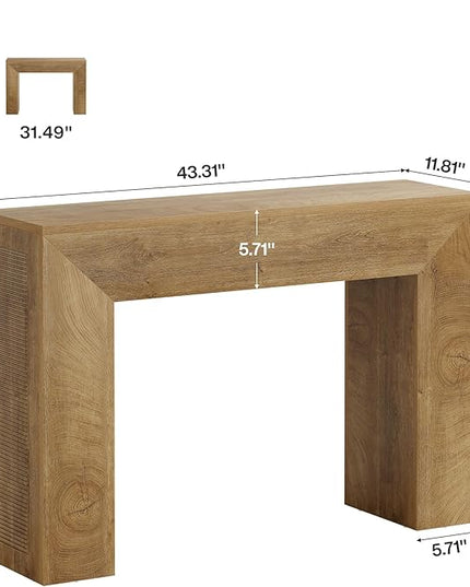 Tribesigns 43.3" Entryway Console Table, Farmhouse Wooden Sofa Table Behind Couch, Modern Small Accent Console with Fluted Design for Living Room Hallway Entrance Foyer, Brown