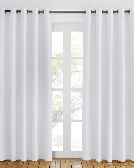NICETOWN Room Darkening Curtain for Living Room - Easy Care Solid Thermal Insulated Grommet Doorway Window Curtain Drape for Bedroom (1 Panel, W66 by L84, Greyish White)