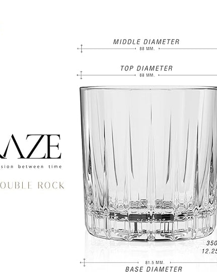 LEMONSODA Premium Double Rock Old Fashioned Whiskey Glass Tumbler - Set of 6-12oz - Perfect for Scotch, Whiskey, Cocktails, Bourbon and Cognac - For Gifts, Parties - (Lines)