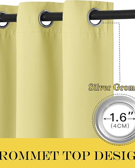 NICETOWN Room Darkening Curtain for Living Room - Energy Saving Thermal Insulated Grommet Room Darkening Curtain/Drape for Bedroom (1 Panel, 46 by 72, Paler Yellow)