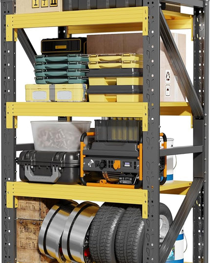 48" W Garage Shelving,4-Tier Heavy Duty Storage Shelves Unit with Adjustable Metal Shelf for Warehouse,Basement,Workshop,4200LBS,48" W x 24" D x 79" H,Black&Yellow