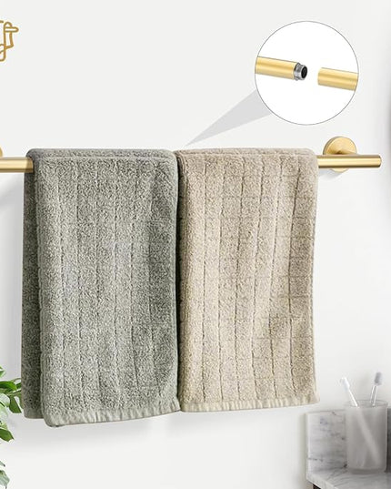 TURS Brushed Gold 5 Piece Bathroom Hardware Set, SUS304 Stainless Steel 24 Inch Bath Towel Bar Set, Round Bathroom Accessories Kit Wall Mounted