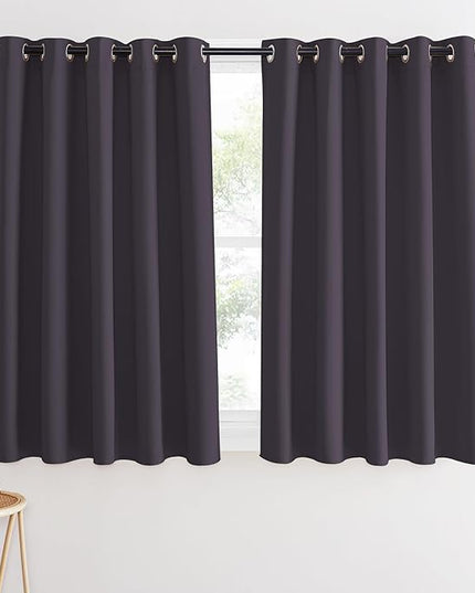 NICETOWN Blackout Curtains 54 Inches Long, Thermal Insulated Room Darkening Curtains for Bedroom, Window Treatment Drapes for Living Room Nursery (W66 x L54 Inch, Greyish Purple, 1 Panel)