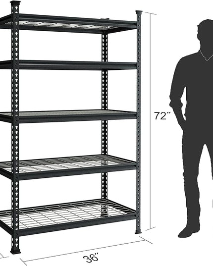WORKPRO 5-Tier Metal Garage Shelving Unit, 36”W x 18”D x 72”H Storage Shelves, Adjustable Storage Rack Heavy Duty Shelf, 4000 lbs Load Capacity (Total), for Garage, Kitchen, Bathroom, Warehouse