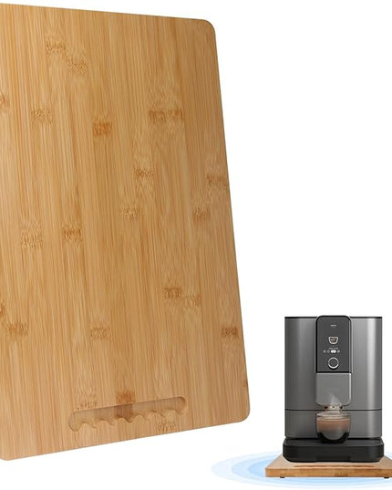 Bamboo Sliding Appliance Tray,Coffee Maker Slider Tray with Rubber Wheels, Countertop Pull Out Organizer for Coffee Machines,Air Fryers and Other (Natural, Large-Long(12”W x 16”L))