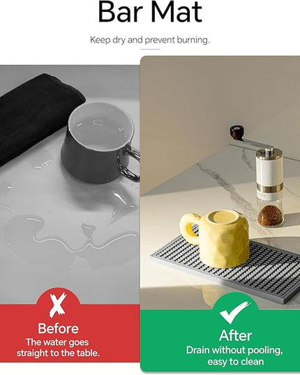 2PCS11.8 * 5.9in Gray Bar Mat, Prevent Cups and Glasses from Sliding and Protect The Surface of The Table from Being Easily Damaged, Suitable for Bars, Home Bars and Coffee Bars