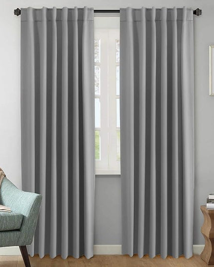 H.VERSAILTEX Blackout Curtains Thermal Insulated Window Treatment Panels Room Darkening Blackout Drapes for Living Room Back Tab/Rod Pocket Bedroom Draperies, 52 x 84 Inch, Grey, 2 Panels