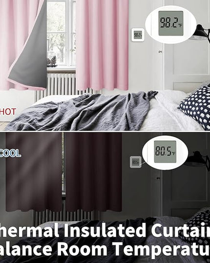 BGment Pink Blackout Curtains for Nursery 2 Panels Set, Kids Curtains Thermal Insulated and Noise Canceling Full Black Out Girls Baby Room 84 Inch Length, Each Room Darkening Curtains 52 Inch Wide