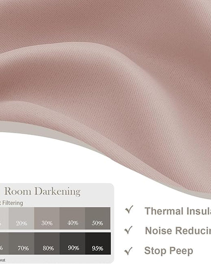 Gwine Blush Pink Blackout Curtains for Bedroom 54 Inches Long, Thermal Insulated Room Darkening Curtains for Living Room Each 40" Wx54 L, 2 Panels