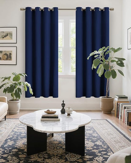 YoungsTex Navy Blue Blackout Curtains 72 Inches Length for Bedroom - Thermal Insulated with Grommet Room Darkening Drapes for Living Room Privacy Light Shading, 2 Panels, 52 x 72 Inch