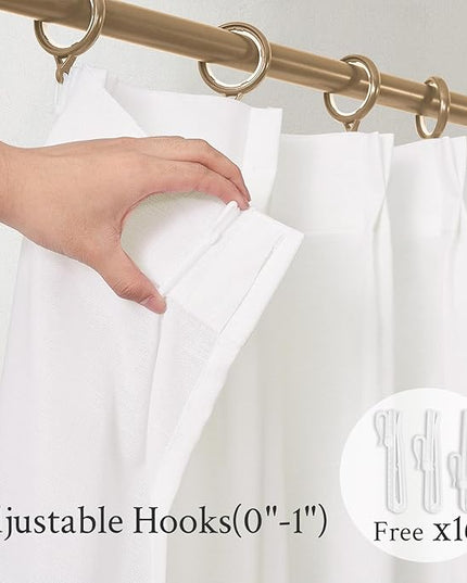 White Boho Linen Sheer Curtains 72 Inch Length Small Window for Bedroom 2 Panels Set,Back Tab Hooks Pleat Light Filtering Semi Transparent Drapes for Living Room Window,40x72 inch Long,Off White