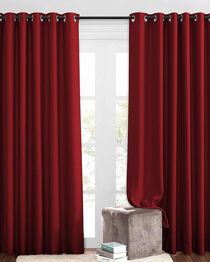 NICETOWN Blackout Patio Curtains for Windows 84 inch Length - Solid Thermal Insulated Grommet Light Reducing Panels Window Treatment for Living Room (Burgundy Red, 2 Panels = 160" Wide)
