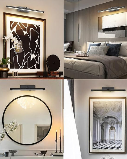Picture Light for Wall Battery Operated, 16" Rechargeable Art Light with Remote and Timer for Painting, 3 Color Temps, Wireless Wall Light for Display, Artwork, Portrait, Gallery, Black