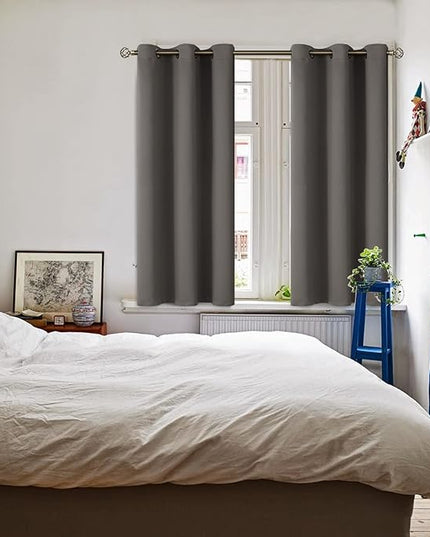 BGment Blackout Curtains for Bedroom - Grommet Thermal Insulated Room Darkening Curtains for Living Room, Set of 2 Panels (38 x 54 Inch, Grey)