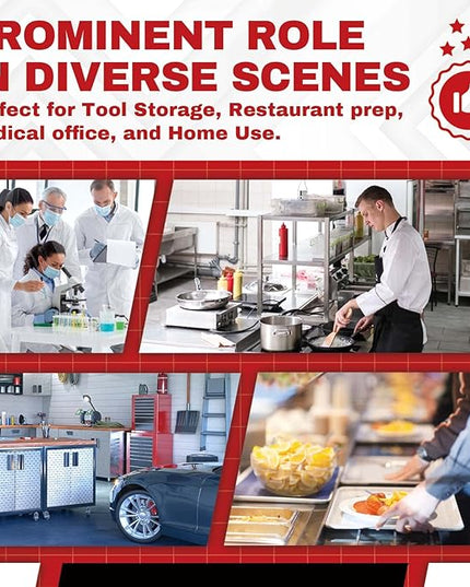 DuraSteel NSF Commercial Kitchen Table - 24 x 48 Inch Cooking Prep Stainless Steel Kitchen Island Workstation w/ Adjustable Under Shelf - Heavy Metal Backsplash Workbench For Restaurant, Home, Garage