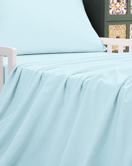 NTBAY Toddler Bedding Set - 4 Piece Soft and Breathable Crib Bedding Set for Boys and Girls, Includes Quilted Comforter, Fitted Sheet, Flat Top Sheet and Envelope Pillowcase, Aqua
