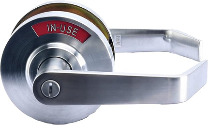 Medium/Heavy Duty Designer Commercial Lever Door Lock (Bathroom Privacy w/Indicator, Satin Chrome) Non-Handed, Grade 2 Industrial Door Handle for Restroom Doors
