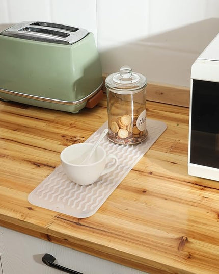 Silicone Dish Drying Mat for Multiple Usage,Easy clean,Eco-friendly,Heat-resistant Silicone Mat for Kitchen Counter,Sink,Bar,Bottle,or Cup Translucent M 17 inches x 6 inches