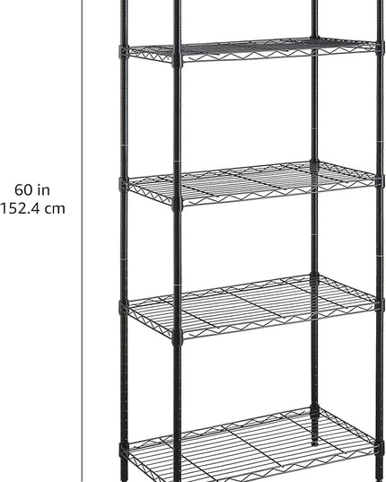 Amazon Basics 5-Shelf Multipurpose Adjustable Sturdy Steel Storage Shelving Unit, Easy Assembly, 13.4" D x 23.2"W x 60"H, Black