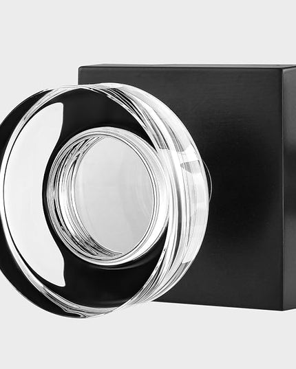 Black Passage Door Knobs Interior, Crystal Glass Door Knobs Interior for Hall and Closet, Matte Black