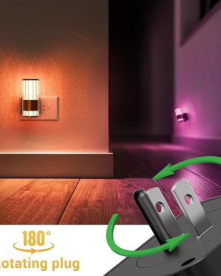 L LOHAS LED Night Light, Night Lights Plug into Wall, 2 Pack 10-Color RGB Change Nightlights,10/50/100LM Adjustable Automatic Nightlights Plug in with Dusk to Dawn Sensor for Room Bathroom Hallway
