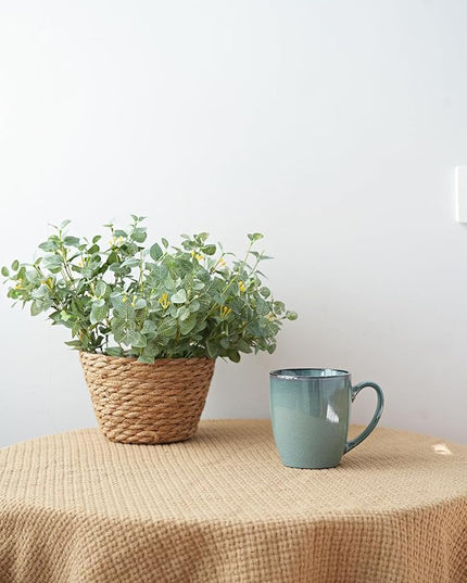 Bosmarlin Ceramic Coffee Mug Set of 4, 17 Oz, Coffee Cups with Big Handle, Microwave Safe, Unique Reactive Glaze (Lake Green, 17 Oz)